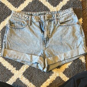Denim high rise mom shorts